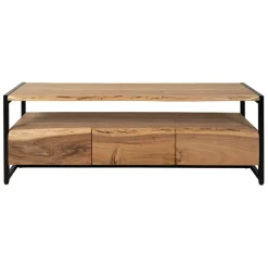 Fabrique de Styles Meuble Tv 3 portes en acacia et pieds en fer noir - Brooklyn* Meubles Tv