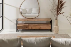 Fabrique de Styles Meuble Tv 3 portes en acacia et pieds en fer noir - Brooklyn* Meubles Tv