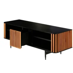 Fabrique de Styles Meuble TV en chêne et noir 4 niche L130cm - Linea* Meubles Tv