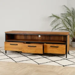 Fabrique de Styles Meuble TV en teck massif 3 tiroirs L150cm - Alix* Meubles Tv