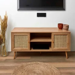 Fabrique de Styles Meuble TV en bois et cannage L115cm - Baia* Meubles Tv