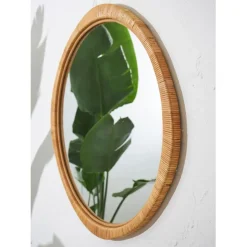 Fabrique de Styles Miroir rond en rotin d87cm - Rotin* Miroirs