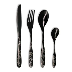 Fabrique de Styles Ménagère 16 pièces en inox noir motif printemps* Ménagères