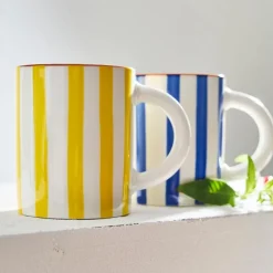 Fabrique de Styles Mug en grès rayé et blanc 40cl - Alaria* Tasses Et Mugs