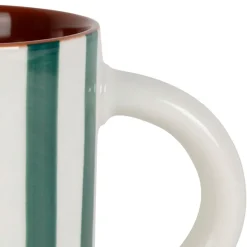 Fabrique de Styles Mug en grès rayé émeraude et blanc 40cl - Alaria* Tasses Et Mugs