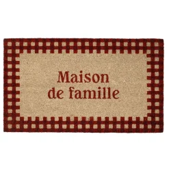 Fabrique de Styles Paillasson damier naturel et rouge 73x43cm en coco - la campagne* Paillassons