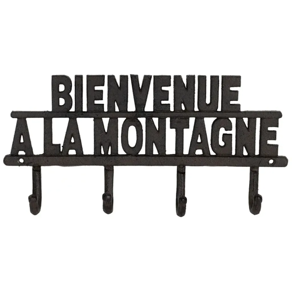 Fabrique de Styles Patère 4 crochets Bienvenue à la montagne en fonte - Minrai* Patères