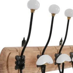 Fabrique de Styles Patère 4 crochets en acacia et fer naturel et blanc - Campagne* Patères