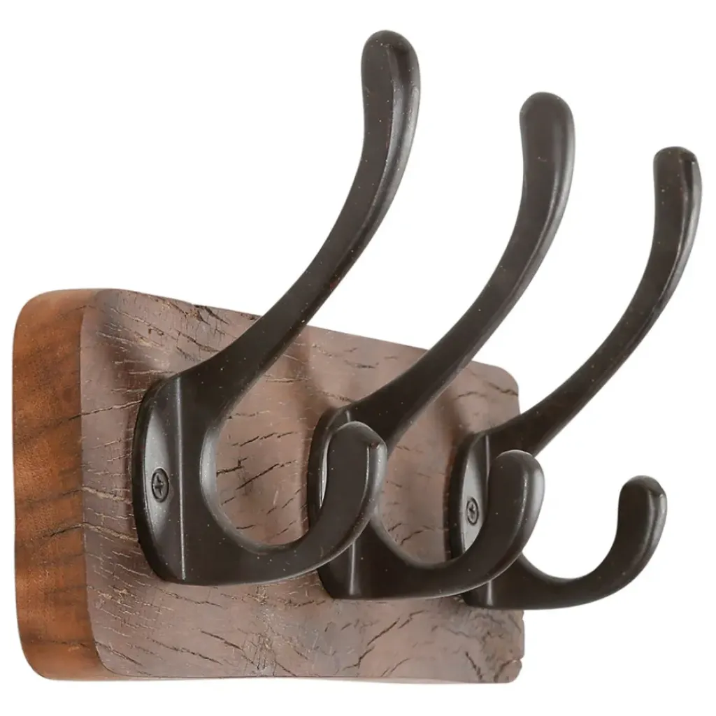 Fabrique de Styles Patère 3 crochets en shorea et ferrier - Campagne* Patères