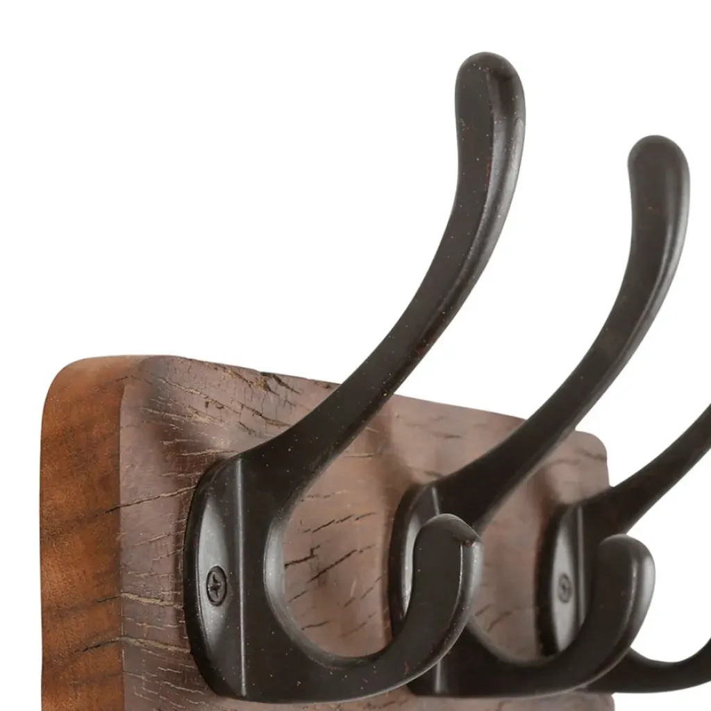 Fabrique de Styles Patère 3 crochets en shorea et ferrier - Campagne* Patères