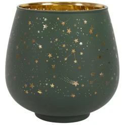 Fabrique de Styles Photophore en verre vert et doré h12cm - Tropic Etoile* Photophores, Bougeoirs Et Lanternes
