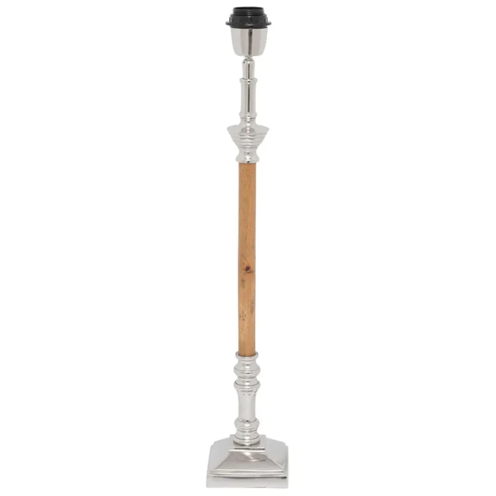 Fabrique de Styles Pied lampe en aluminium et manguier h60cm argent - chaveny* Lampes À Poser