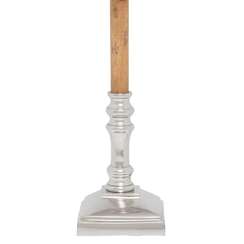 Fabrique de Styles Pied lampe en aluminium et manguier h60cm argent - chaveny* Lampes À Poser