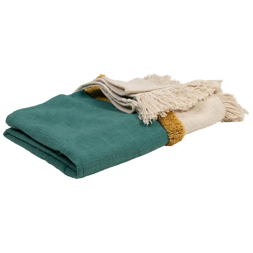 Fabrique de Styles Plaid en coton émeraude 170x130cm - Neo* Plaids