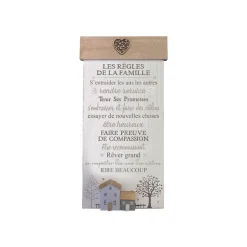 Fabrique de Styles Plaque règles famille 25x50cm* Déco À Suspendre Et Adhésive