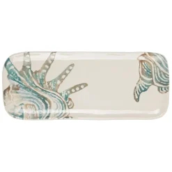 Fabrique de Styles Plat à cake en faïence bleu et beige - Bord De Mer* Plats Et Saladiers