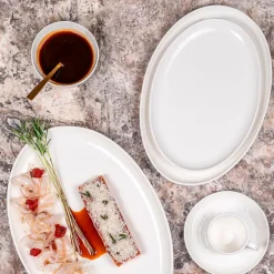 Fabrique de Styles Plat ovale en porcelaine blanche 30x20cm - Ecume* Plats Et Saladiers