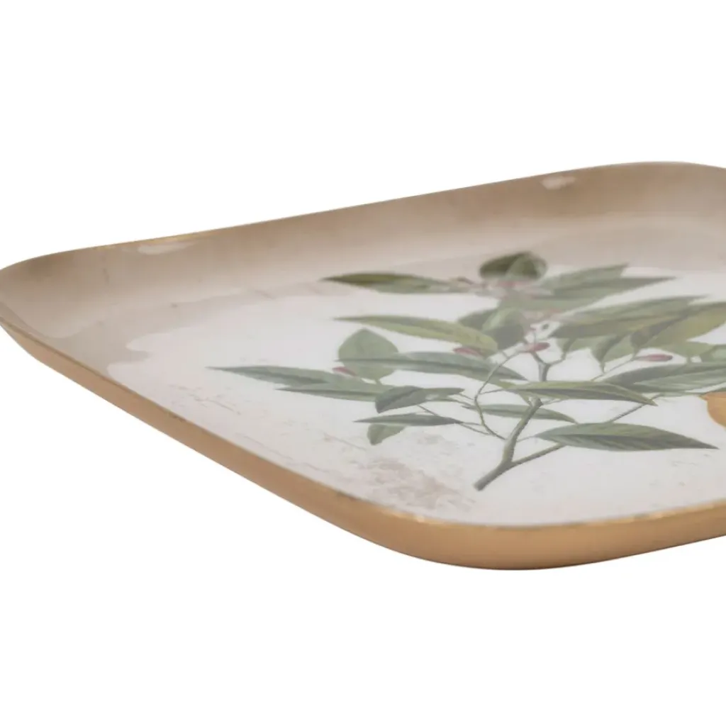 Fabrique de Styles Plateau citronnier en fer vert et jaune 16x16cm - Botanique* Plateaux