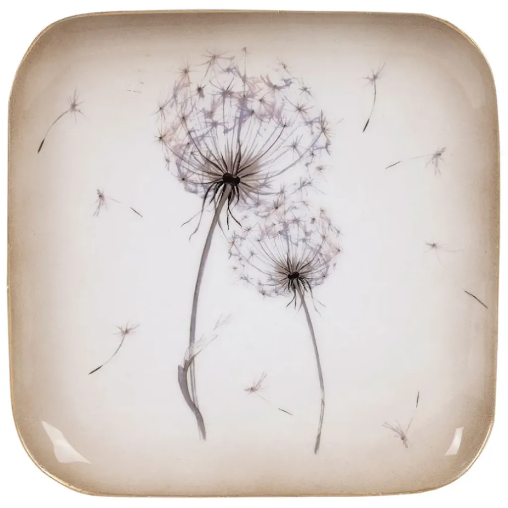 Fabrique de Styles Plateau dent de lion en fer 16x16cm - Botanique* Plateaux