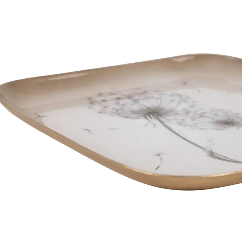 Fabrique de Styles Plateau dent de lion en fer 16x16cm - Botanique* Plateaux