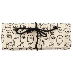 Fabrique de Styles Pochette à bijoux de voyage visage ecru et noir - terre brulée* Pochettes Et Housses