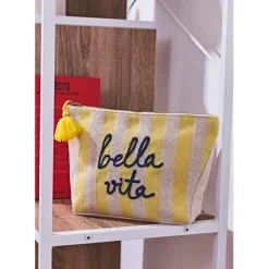 Fabrique de Styles Pochette bordee Bella en coton jaune et bleu - Medi* Pochettes Et Housses