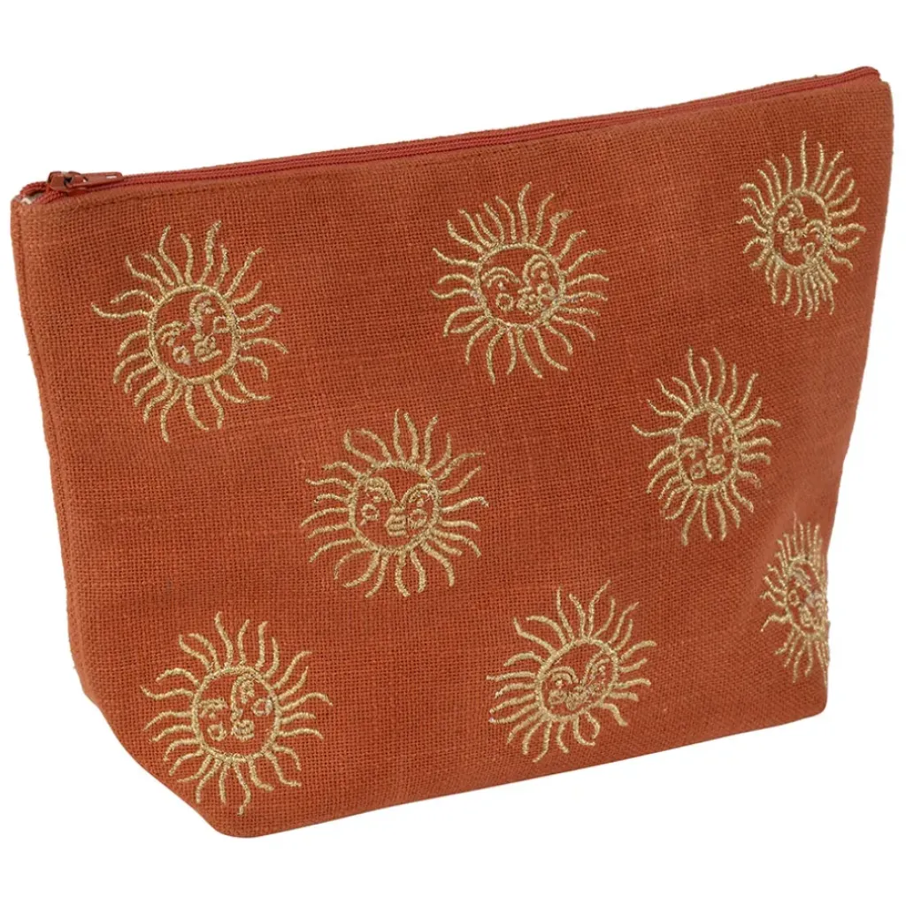 Fabrique de Styles Pochette brodée en coton terracotta et doré - Allegra* Pochettes Et Housses