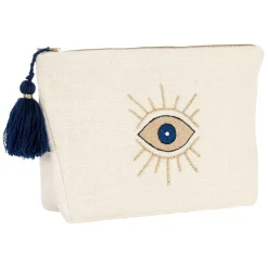 Fabrique de Styles Pochette œil en coton blanc et bleu - Greeka* Pochettes Et Housses
