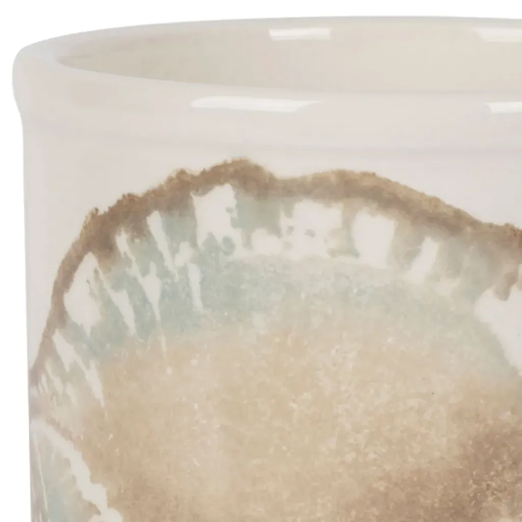 Fabrique de Styles Porte ustensiles en faïence bleu et beige - Bord De Mer* Petits Rangements