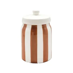 Fabrique de Styles Pot avec couvercle en dolomite rayé et blanc* Pots Et Bocaux