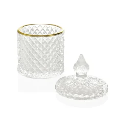 Fabrique de Styles Pot diamond en verre lissere dore d8.5xh14.5cm* Rangements Salle De Bain