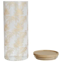 Fabrique de Styles Pot Flaural en verre avec couvercle en bambou D9.5Xh21Cm (grand modèle)* Pots Et Bocaux