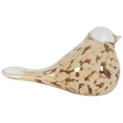 Fabrique de Styles Presse papier moineau en verre beige et doré - Serin* Petits Objets Déco