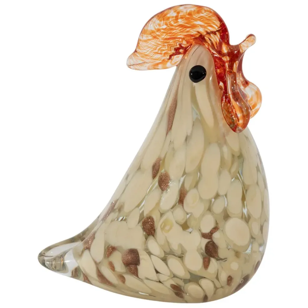 Fabrique de Styles Presse-papier coq en verre et rouge* Petits Objets Déco