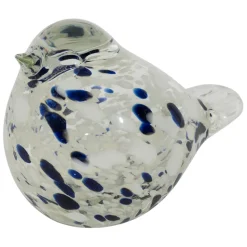 Fabrique de Styles Presse-papier moineau en verre blanc et bleu pailleté - Serin* Petits Objets Déco