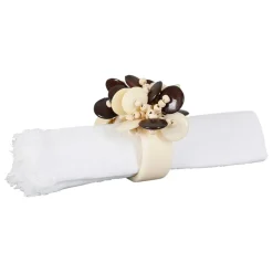 Fabrique de Styles Rond de serviette en résine écru - Floral* Serviettes De Table