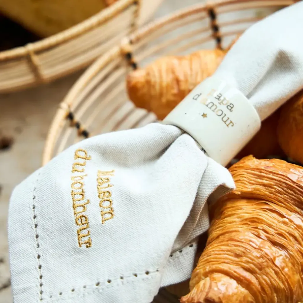 Fabrique de Styles Rond de serviette papa en grès moucheté d3cm* Serviettes De Table