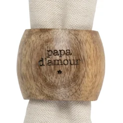 Fabrique de Styles Rond de serviette papa en manguier - Famille* Serviettes De Table