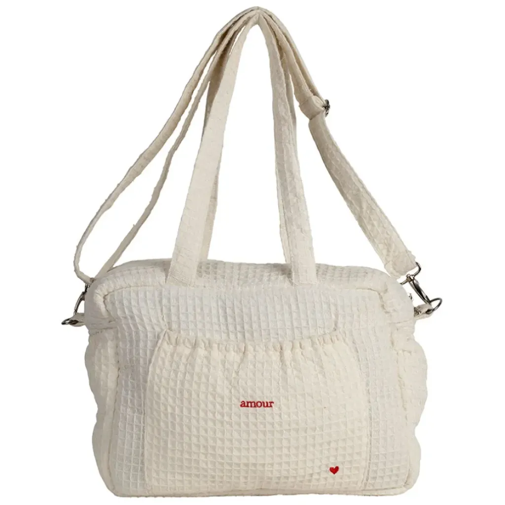 Fabrique de Styles Sac amour en coton écru et rouge - Famille* Sacs Et Cabas
