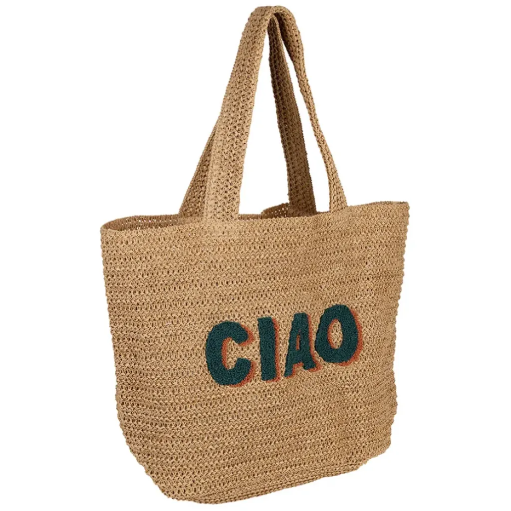 Fabrique de Styles Sac brodé "ciao" en corde de papier et émeraude - Lumi* Sacs Et Cabas