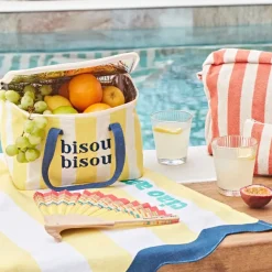 Fabrique de Styles Sac isotherme en coton rayé jaune et bleu - Medi* Sacs