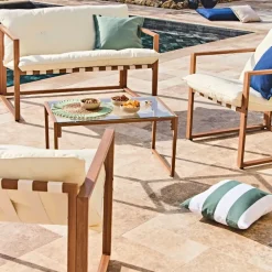 Fabrique de Styles Salon de jardin 4 places en fer avec coussins blanc - Cagliari*Enfant Salons De Jardin|Jardin