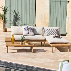 Fabrique de Styles Salon de jardin en acacia 3 places avec table écru - Cirina*Enfant Salons De Jardin|Jardin