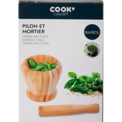 Fabrique de Styles Set pilon et mortier en bambou* Ustensibles De Cuisine