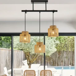 Fabrique de Styles Suspension 3 lumière en métal et cordelette tressé l60cm - cancun* Suspensions