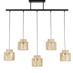 Fabrique de Styles Suspension 5 lumières en métal et cordelette tressé L98cm - Cancun* Suspensions