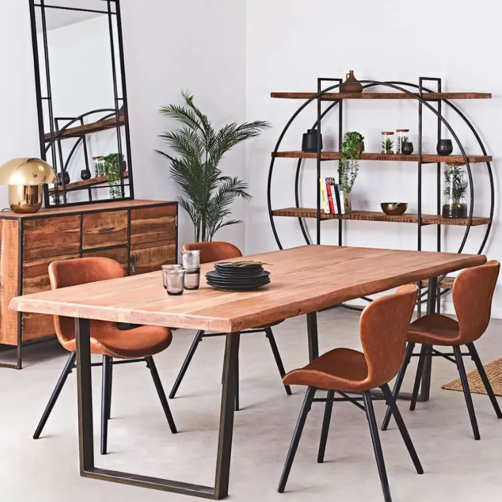 Fabrique de Styles Table à manger en acacia massif et pieds en fer noir 240x110cm - Factory* Table De Salle À Manger