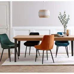 Fabrique de Styles Table à manger en chêne massif et pieds acier L200cm - Manny* Table De Salle À Manger