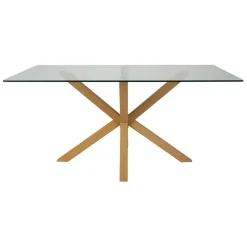 Fabrique de Styles Table à manger en verre trempé et métal 180x90cm - Adela* Table De Salle À Manger