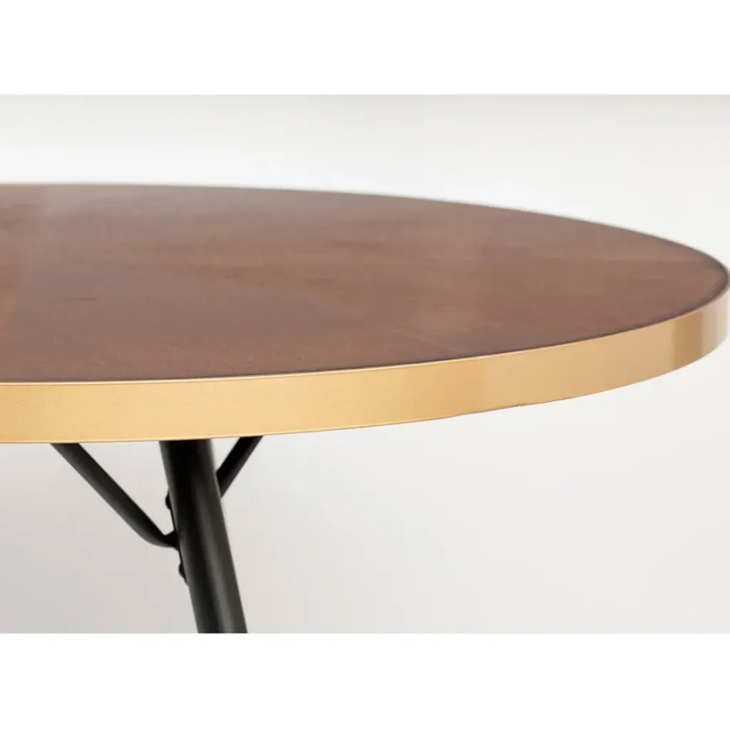 Fabrique de Styles Table à manger ovale en noyer plaqué et métal doré 180x90cm - Denise* Table De Salle À Manger